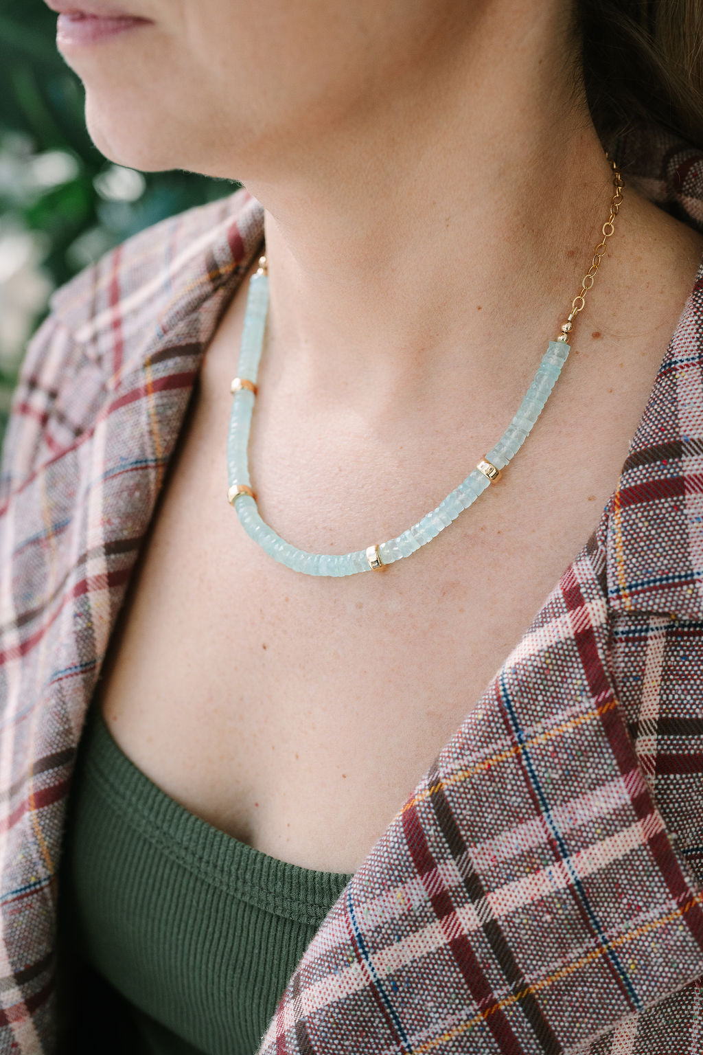 Blue Chalcendony & Gold 'Stay Here' Necklace