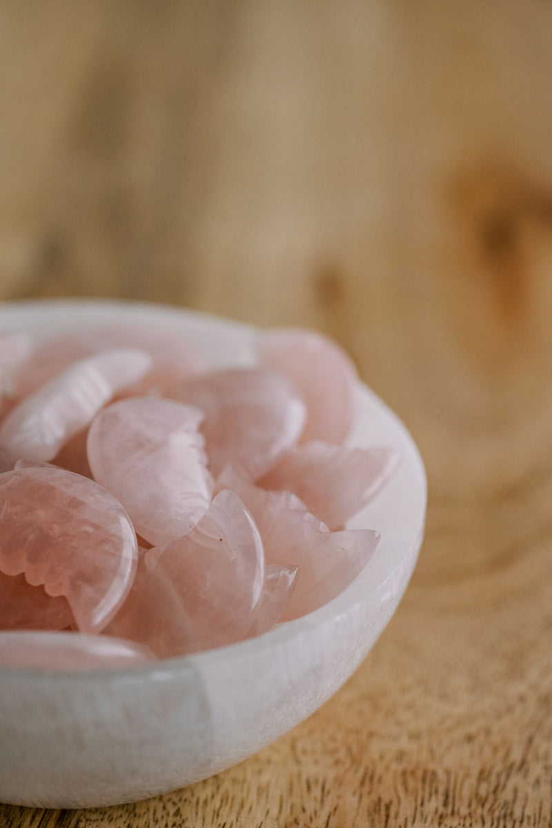 Rose Quartz Carved Moon