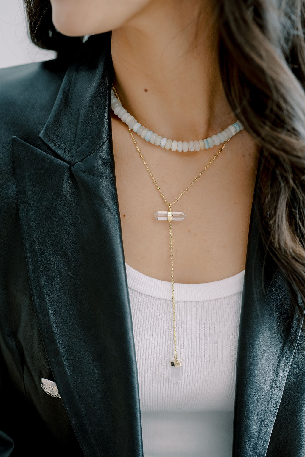Clear Quartz 'Amped Up' Double Layering Necklace