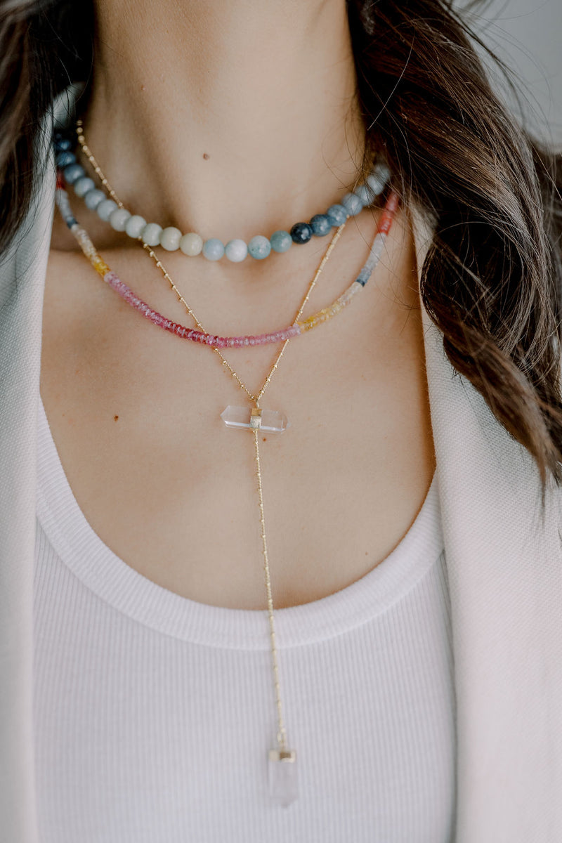 Clear Quartz 'Amped Up' Double Layering Necklace