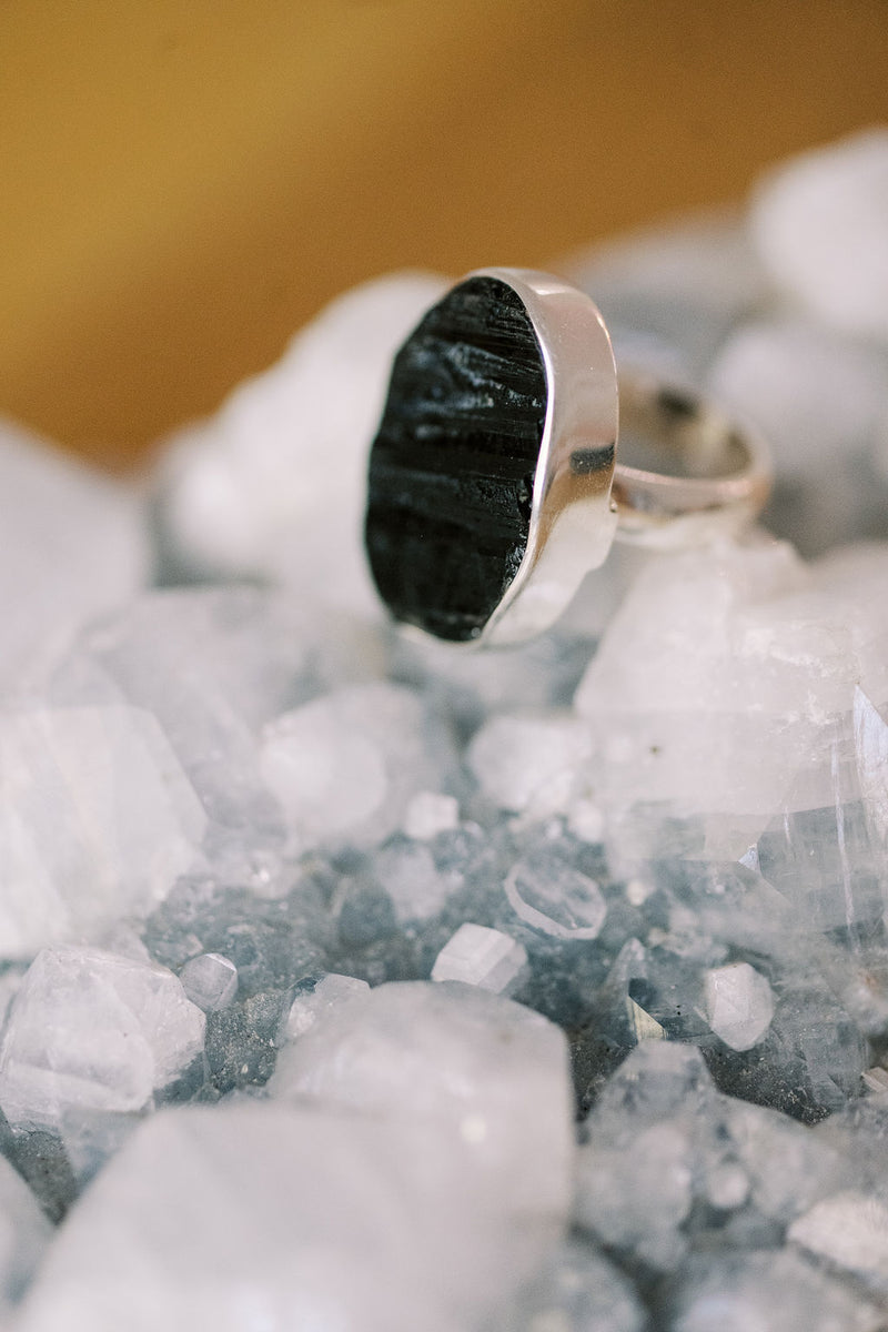 Black Tourmaline "Protection" Ring