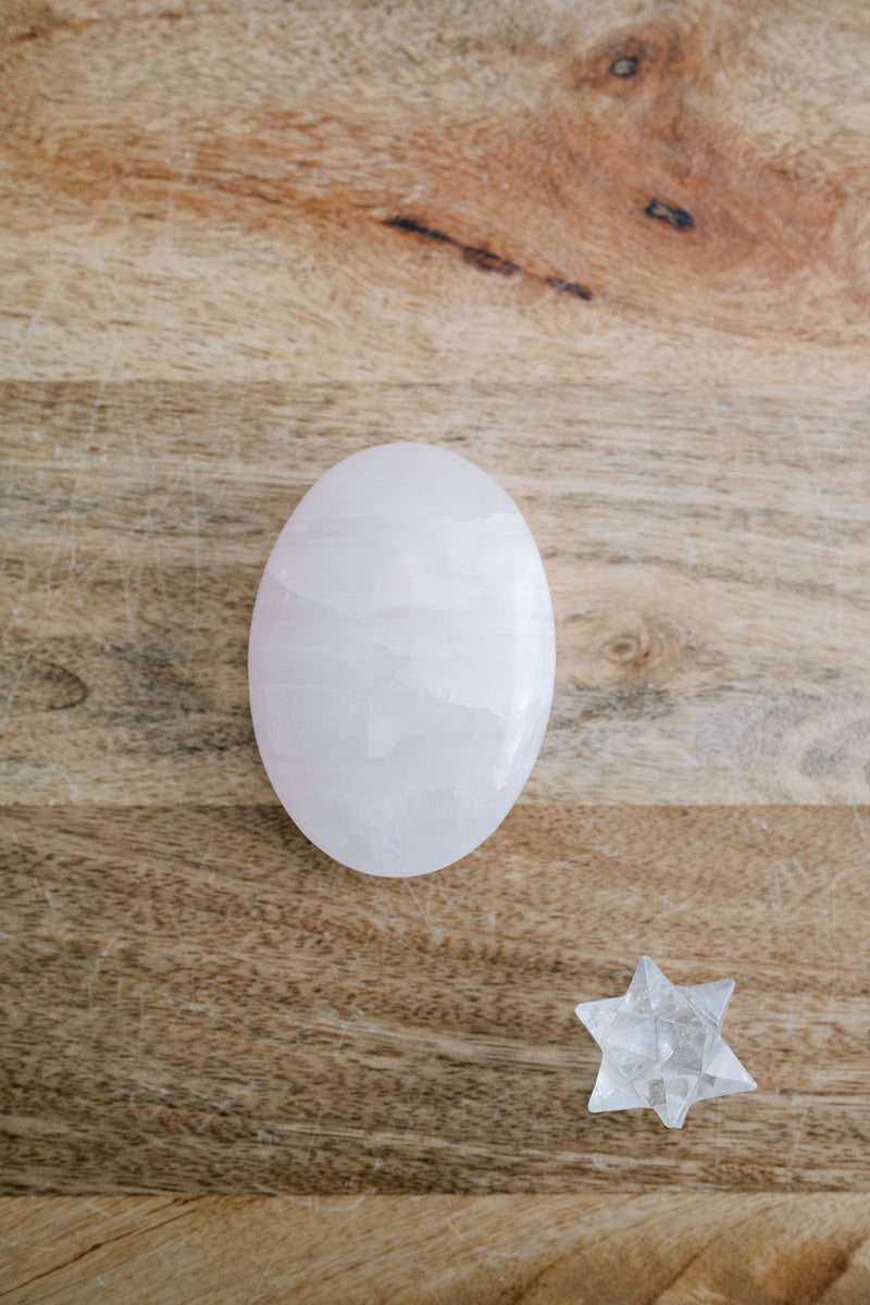 Pink Calcite 'Cultivate Compassion' Palm Stone