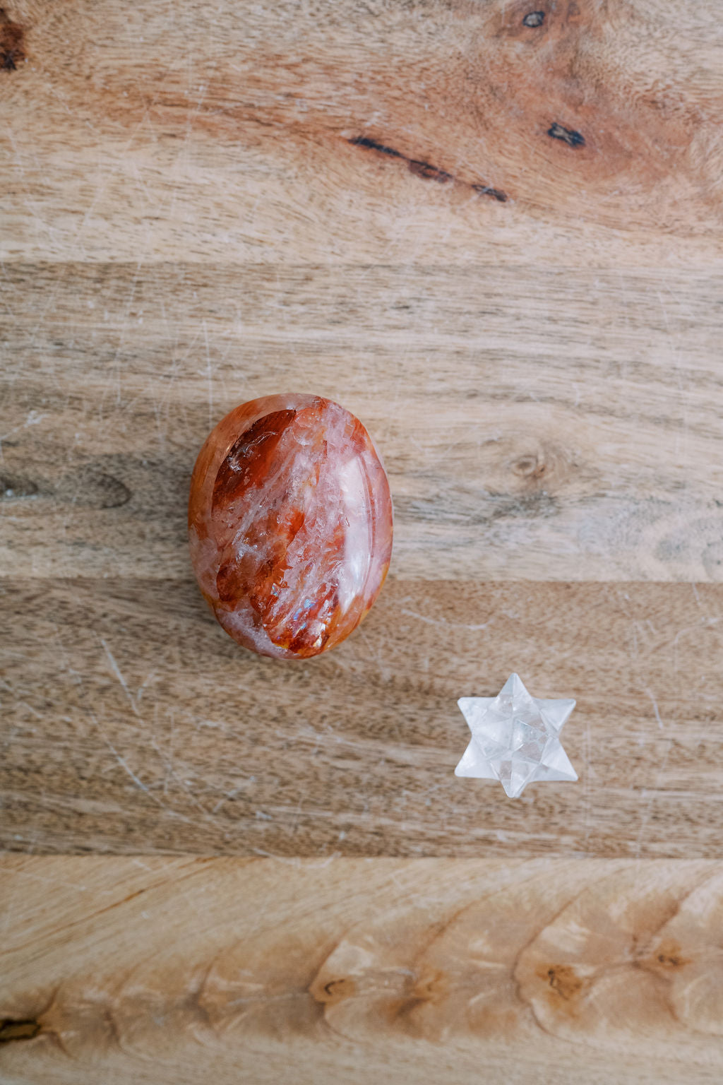 Fire Quartz 'Problem Solving' Palm Stone Moon & Stone