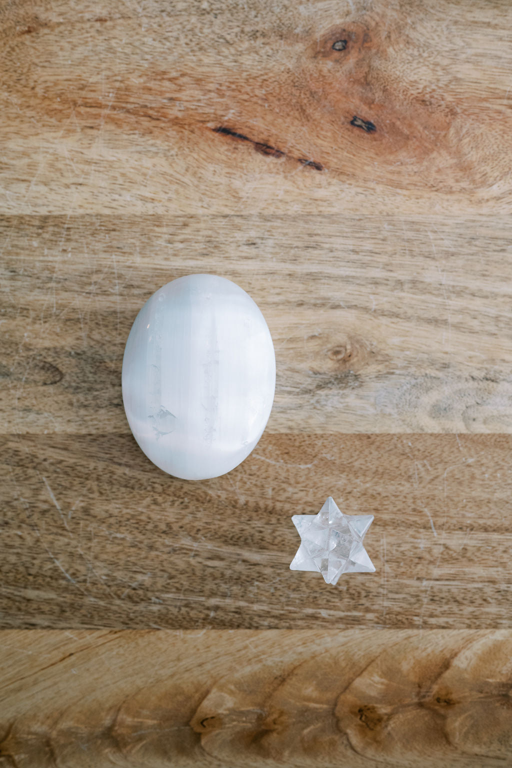 Selenite 'Positively Happy' Palm Stone