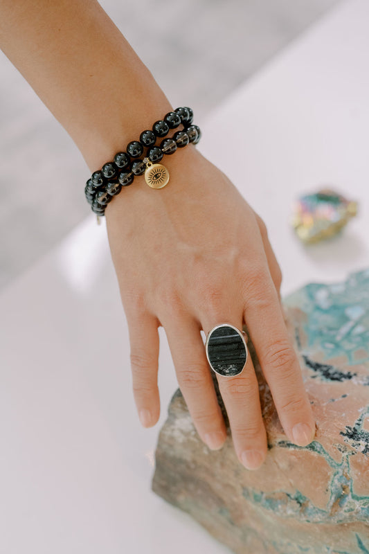 Black Tourmaline "Protection" Ring