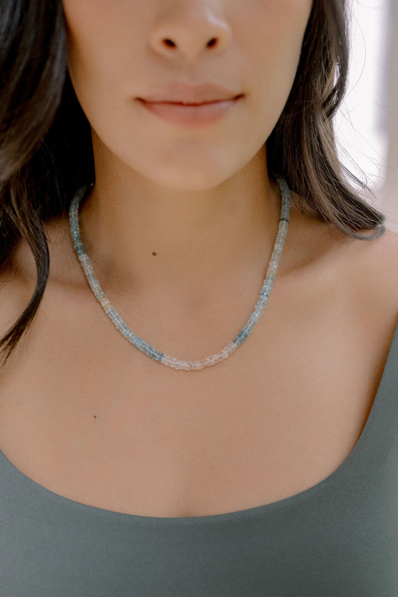 Aquamarine & Morganite 'Stress Less, Love More' Necklace