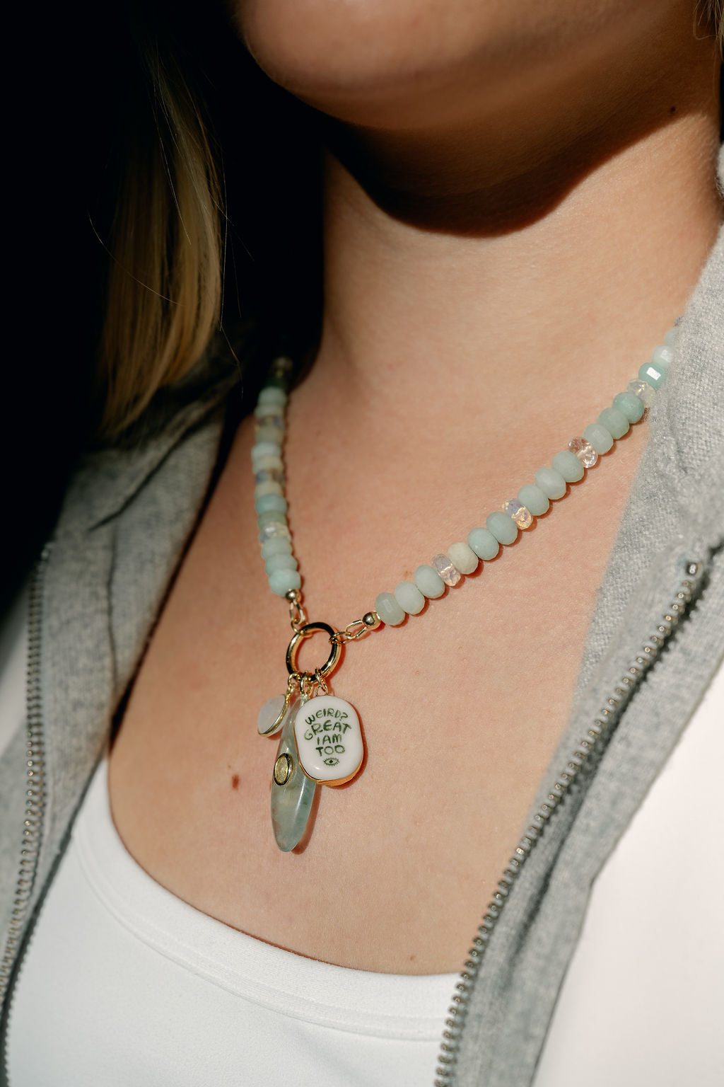'Weird? Great. I Am Too.' Crystal Necklace