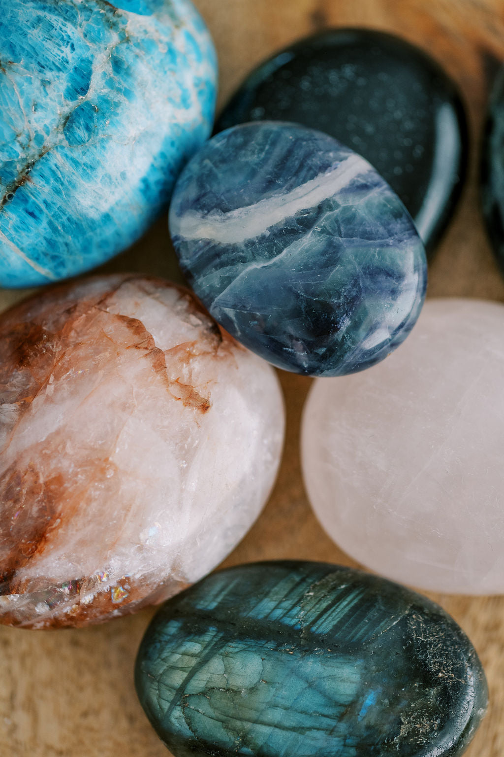 Fire Quartz 'Problem Solving' Palm Stone Moon & Stone