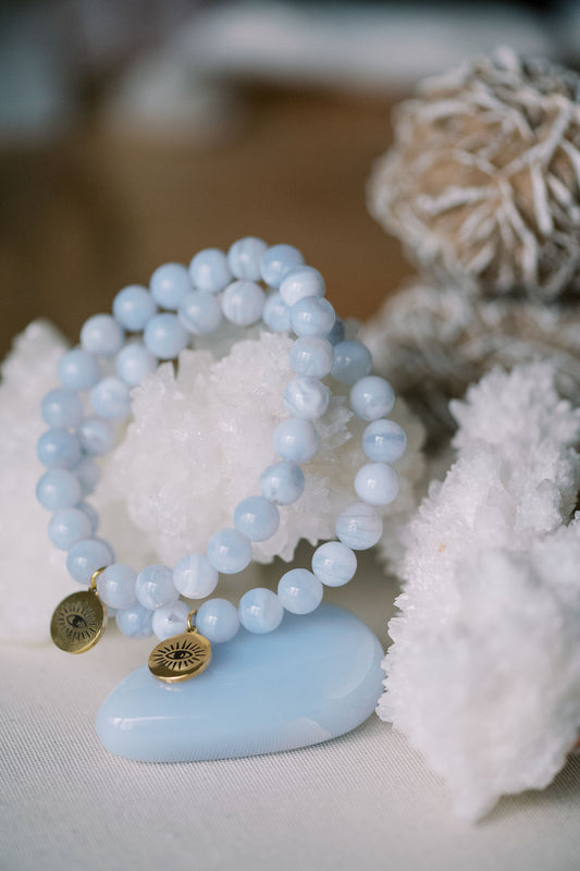 Blue Lace Agate 'Cool, Calm & Communicative' Bracelet