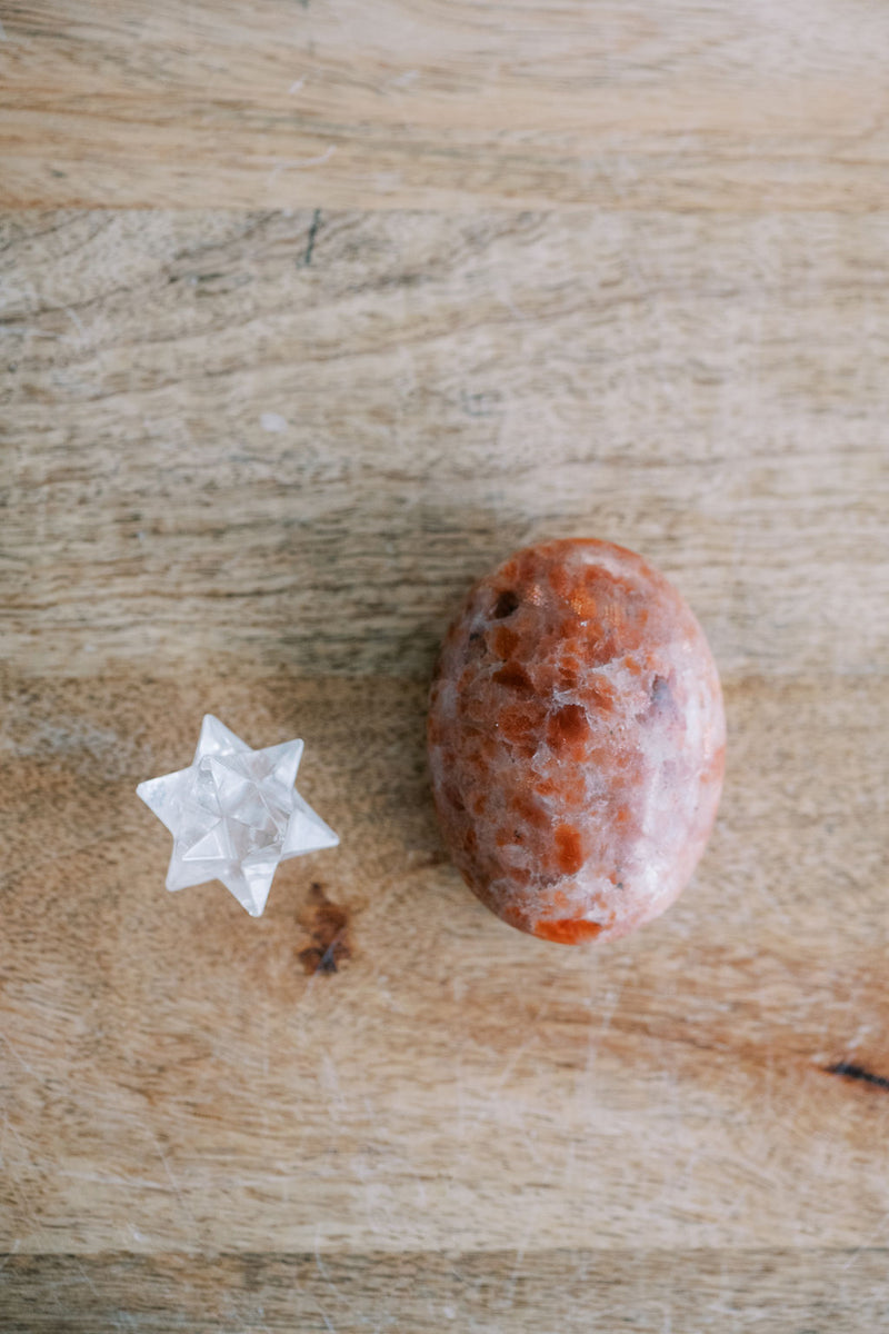 Sunstone 'Peachy-Keen Positivity' Palm Stone